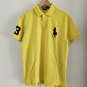 Polo Ralph Lauren Big Pony Custom Fit Polo Shirt Yellow Mens Extra Large
